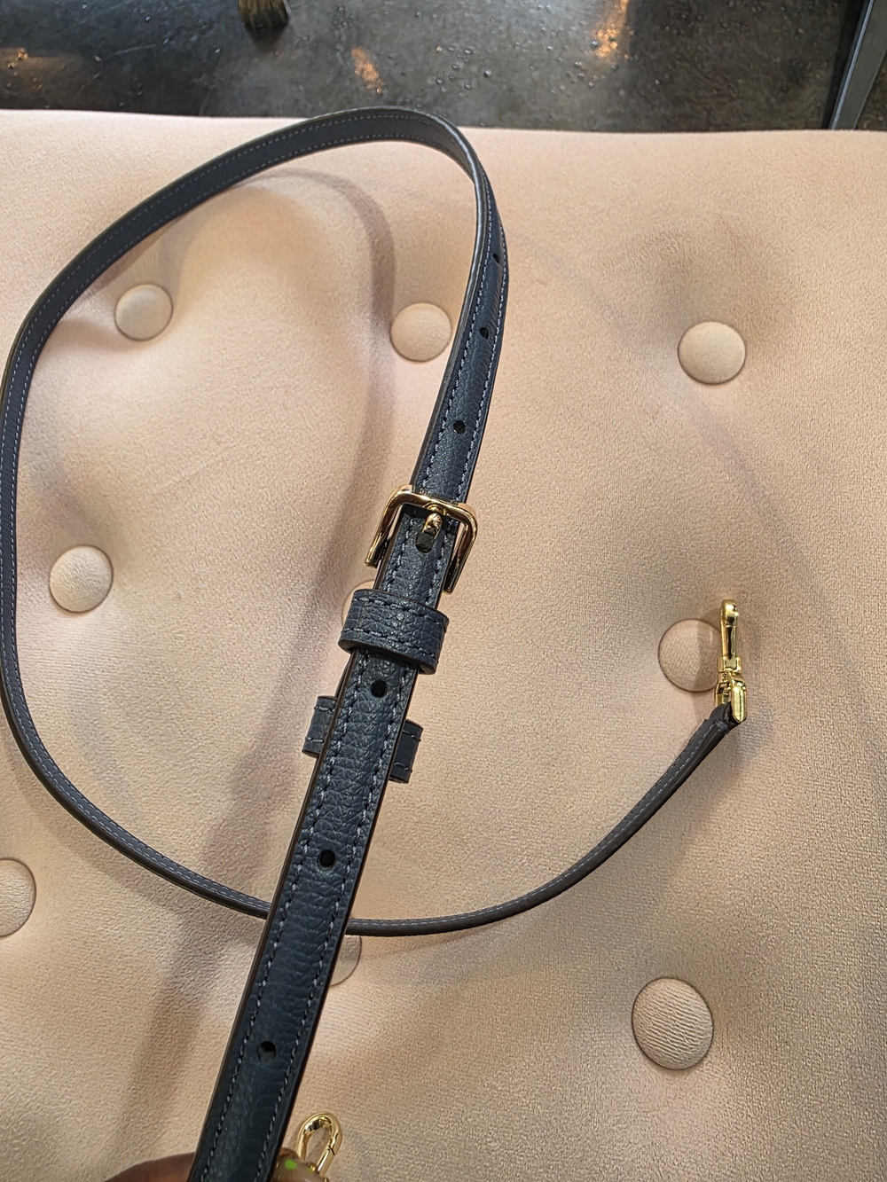 kate spade Blue Leather Adjustable Crossbody Strap with Gold Hardware - Picture 6 of 6